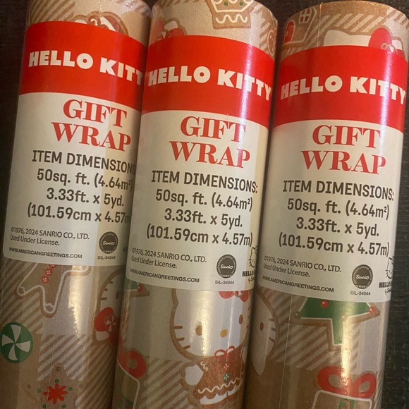 HELLO KITTY Christmas GINGERBREAD Holiday GIFT Wrapping Paper 150sq ft-3 rolls - Picture 2 of 4